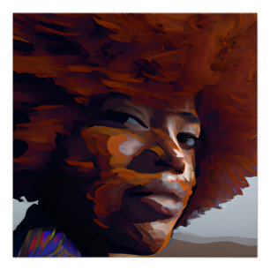 Póster Auburn Reina Naranja Brown cabello Melanin Afro ne