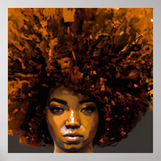 Póster Auburn Reina Naranja Brown cabello Melanin Afro ne