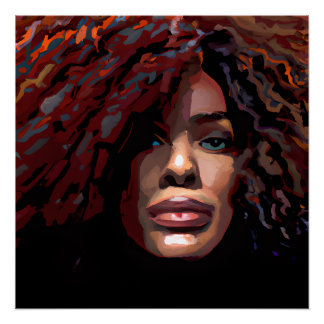 Póster Auburn Reina Naranja Brown cabello Melanin Afro ne