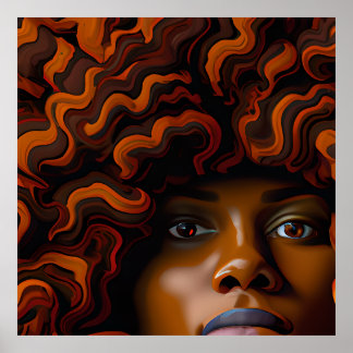 Póster Auburn Reina Naranja Brown cabello Melanin Afro ne