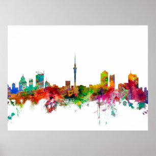 Póster Auckland New Zealand Skyline