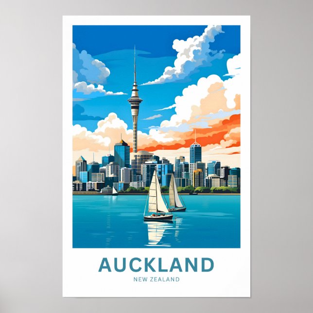 Póster Auckland New Zealand Travel Print (Frente)
