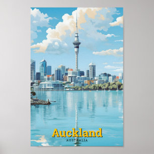 Póster Auckland New Zealand Vintage Travel