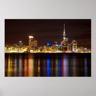 Póster Auckland Night Cityscape