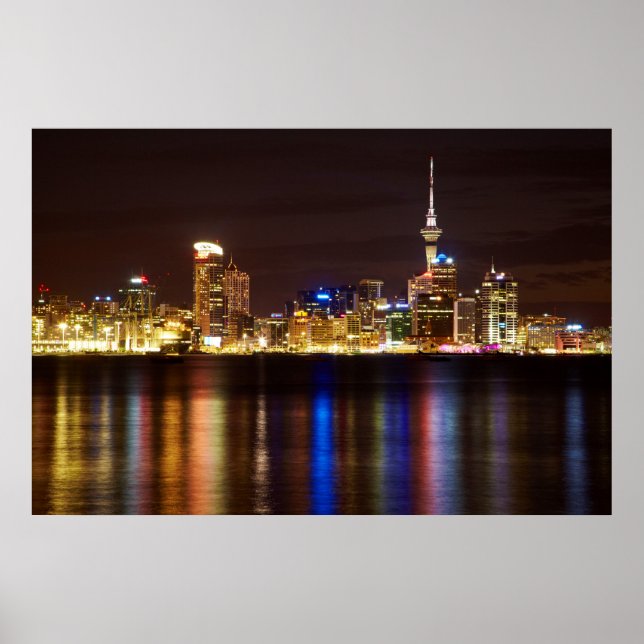 Póster Auckland Night Cityscape (Frente)
