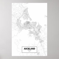 Auckland, Nueva Zelanda (negro sobre blanco)