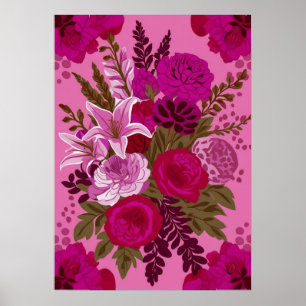 Póster Audaz Ar. Floral Rosa