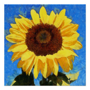 Póster Audaz artística y girasol brillante