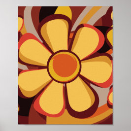 Póster Audaz Diseño De Swirl Retro Floral
