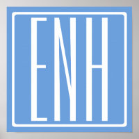 Audaz Monograma Moderno 3 Iniciales | Azul suave