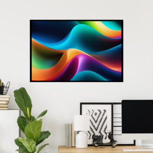 Póster audaz volumétrico de ondas de colores RGB a