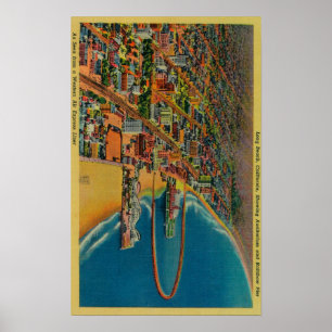 Póster Auditorio, playa y muelle arcoiris