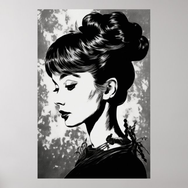 Póster Audrey Hepburn inspiró retrato de glamour (Frente)