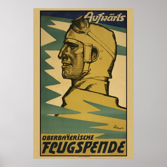 Póster Aufwärts, poster de Oberbayerische Flugspende WW1 (Frente)