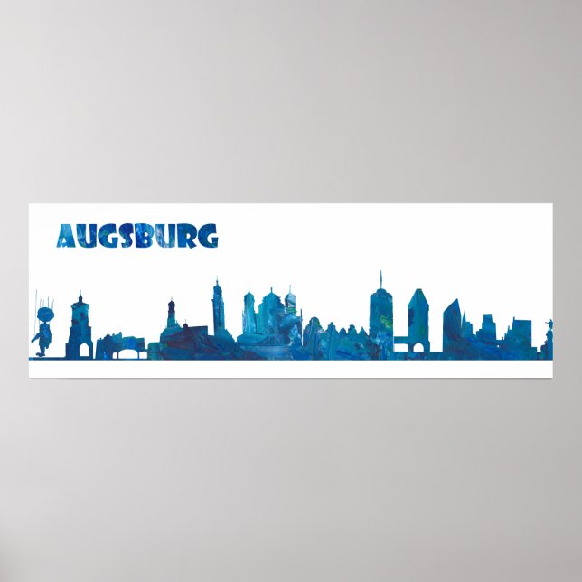 Póster Augsburg Germany Skyline Silhouette (Frente)