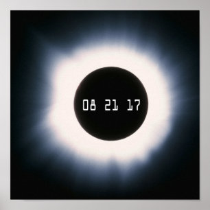 Póster August 2017 Total Solar Eclipse in Black and White