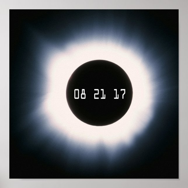 Póster August 2017 Total Solar Eclipse in Black and White (Frente)