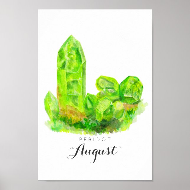 Póster August Birthstone - Peridot Watercolor | Poster (Frente)