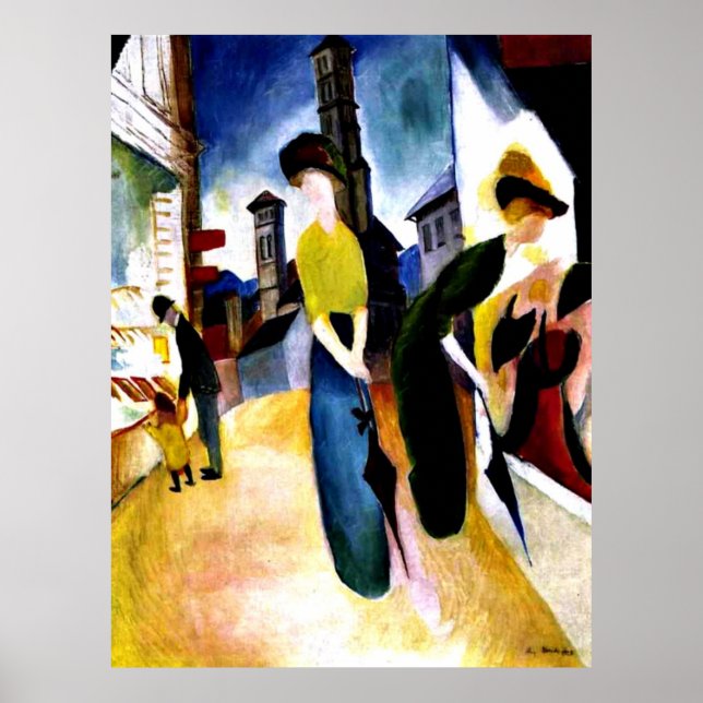 Póster August Macke - Dos mujeres frente a una tienda de  (Frente)