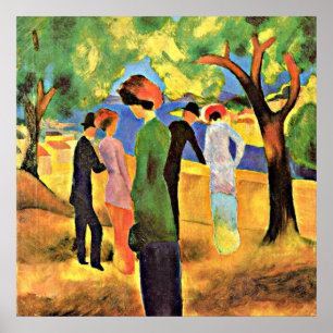 Póster August Macke: Mujer con una Chaqueta Verde,