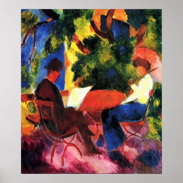 Póster August_Macke - Paar am Gartentisch 1914 Oil Canvas (Frente)