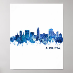 Póster Augusta Georgia Skyline Blue