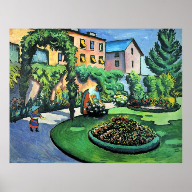 Póster Auguste Macke - Gartenbild, popular painting, (Frente)