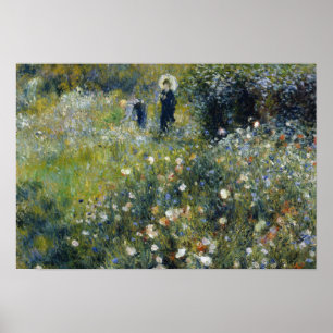 Póster Auguste Renoir - Mujer con sombrilla en un jardín