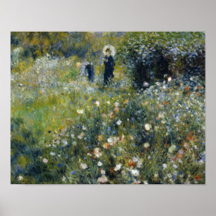 Póster Auguste Renoir - Mujer con sombrilla en un jardín