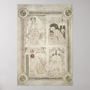 Póster Augustine en los pies de Cristo y del escribano