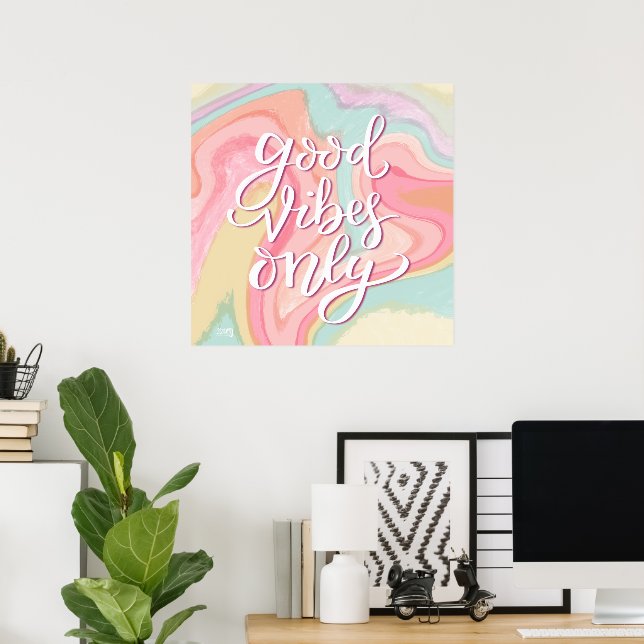 Póster Aula Buenas Vibes Sólo Inespiritividad Pastel (Oficina en casa)