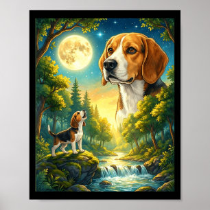 Póster Aullando a la luna meme animal perro beagle