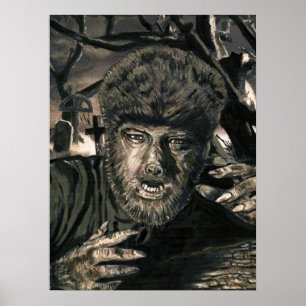 Póster Aullido en el poster de la luna