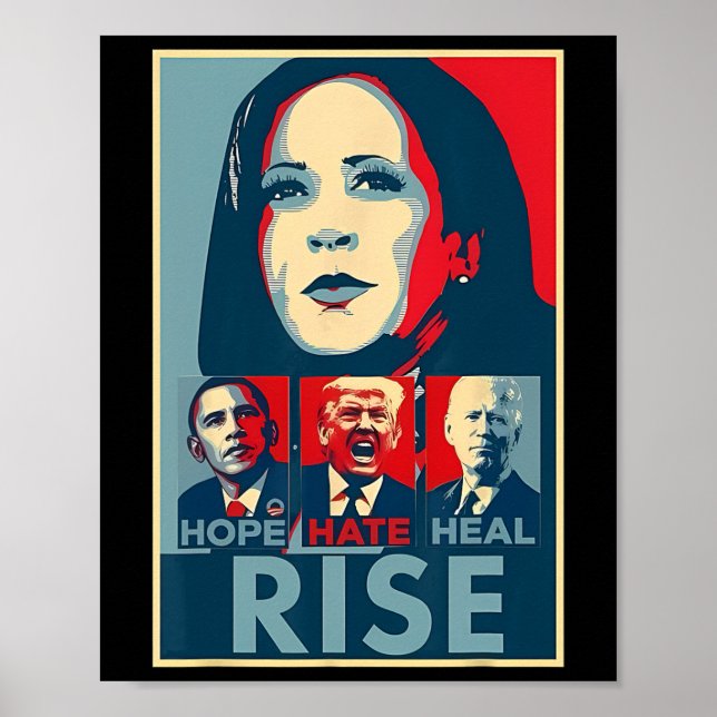 Póster Aumenta el odio presidente Kamala Harris Campai (Frente)