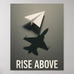 Póster Aumento Motivacional Avión de Papel Sombra de Jet