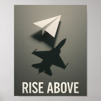 Póster Aumento Motivacional Avión de Papel Sombra de Jet