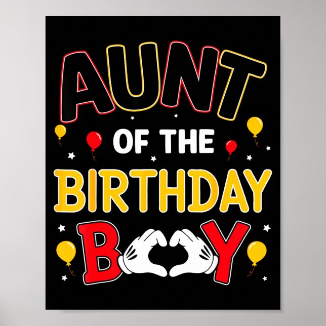 Póster Aunt Of The Birthday Boy Matching Family Birthday  (Frente)