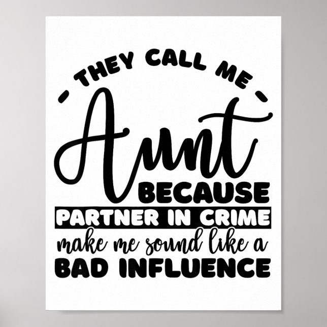 Póster Aunt Partner In Crime Shirt Aunt Tee Shirts Sarcas (Frente)