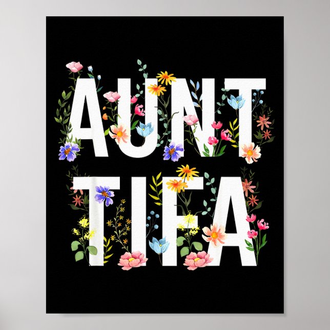 Póster Aunt Tifa - Retro Wildflowers Floral Feminist Mom  (Frente)