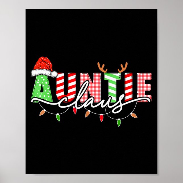 Póster Auntie Claus Xmas Christmas Lights Pajama Family M (Frente)