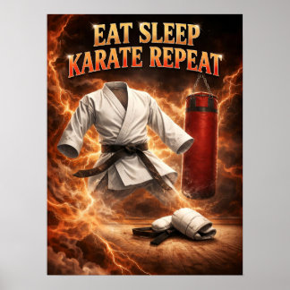 Póster Aura de Disciplina de Fuego de Karate