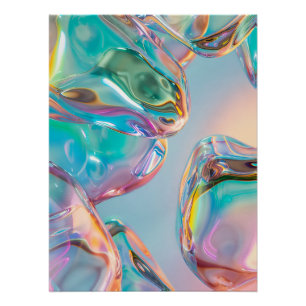 Póster Aura Estética Gradiente de Metal Líquido Holográfi