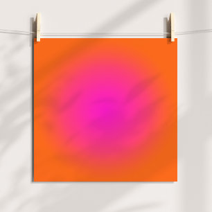 Póster Aura Ombre Naranja Brillante y Rosa Magenta Calien