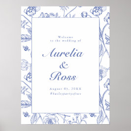 Póster AURELIA Chinoiserie Blue Victorian Boda Floral