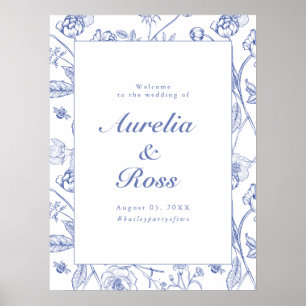 Póster AURELIA Chinoiserie Blue Victorian Boda Floral