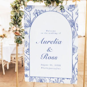 Póster AURELIA Chinoiserie Blue Victorian Boda Floral