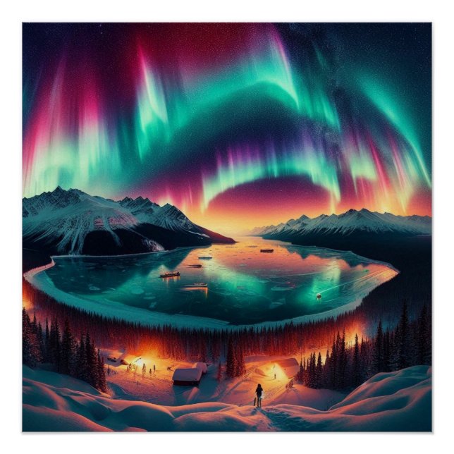 Póster Aureola Borealis en Alaska (Anverso)