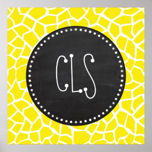 Póster Aureolin Yellow Giraffe; Aspecto de Chalkboard