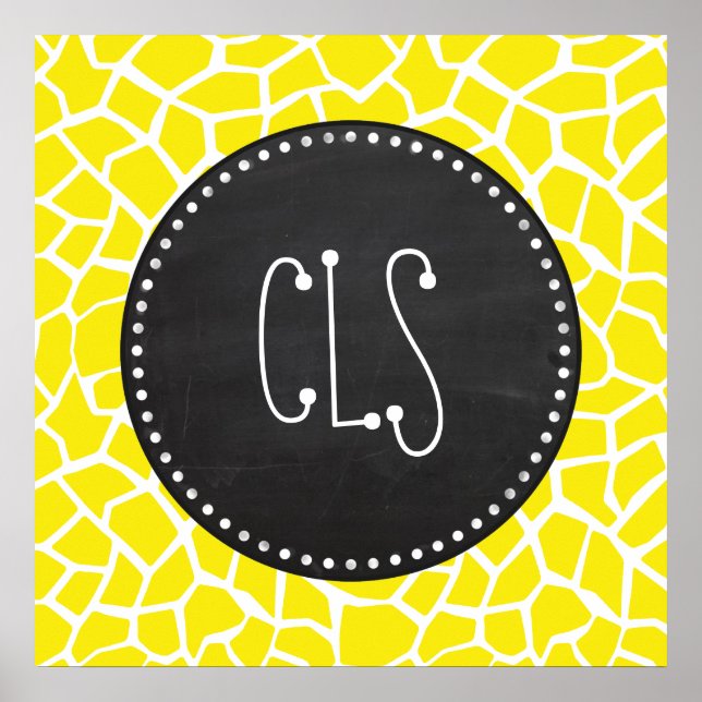 Póster Aureolin Yellow Giraffe; Aspecto de Chalkboard (Frente)