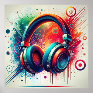 Póster Auriculares Artísticos Vívidos